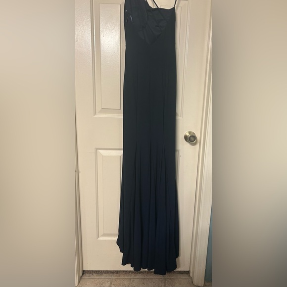 Jump apparel by Wendye Chaitin navy blue one shoulder  maxi dress/gown sz 1/2 - Picture 2 of 8